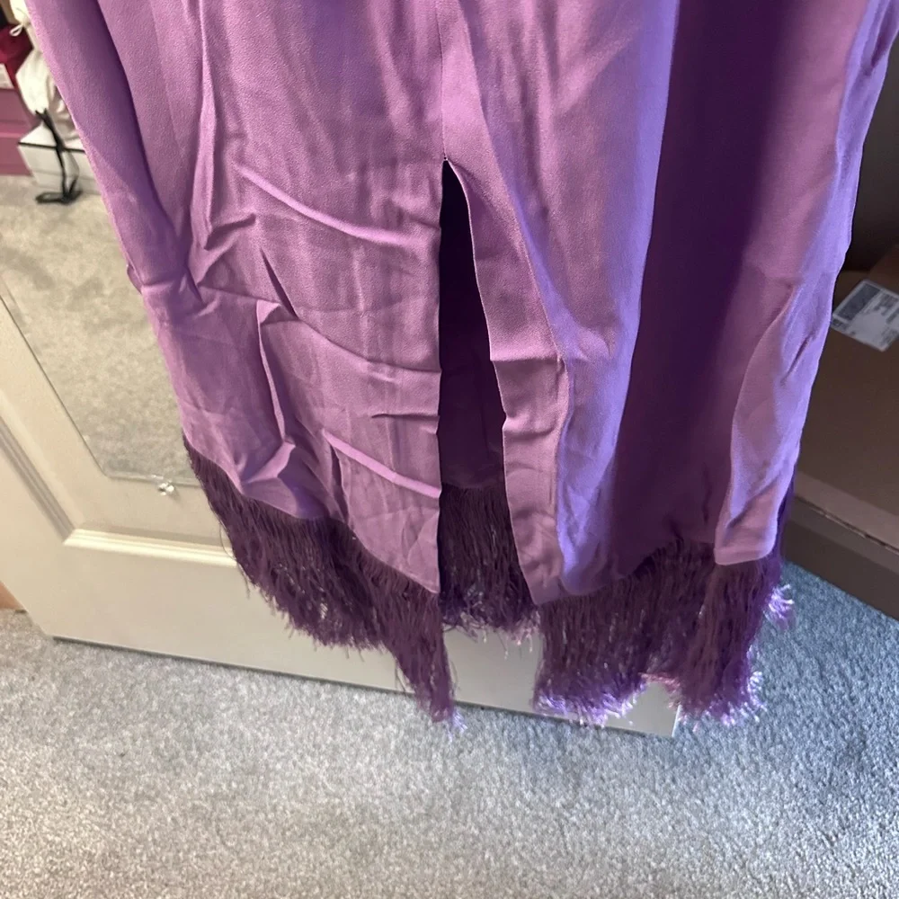 J. Crew Lavender Halter Maxi Dress with Fringe Hem